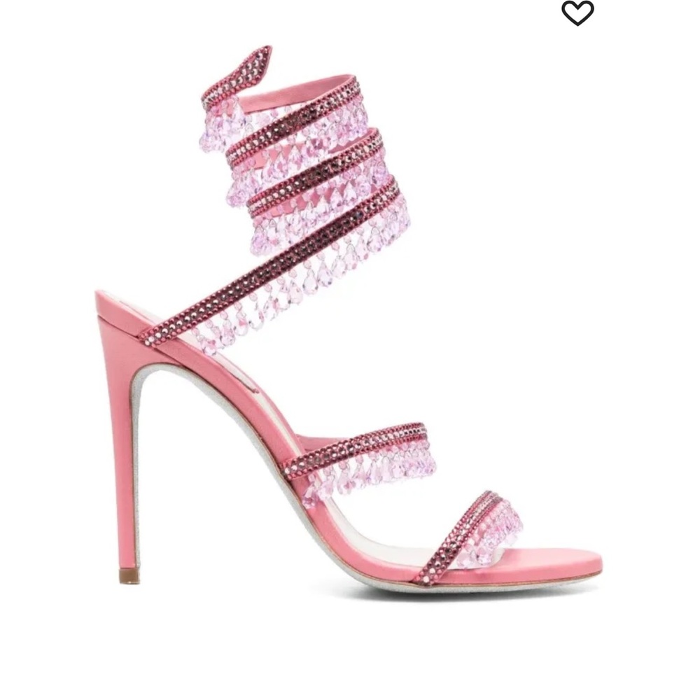 Rene Caovilla Pink Crystal Embellished Heels